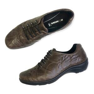 Romika Cassie Slip On Sneaker Size EU 39 US 8-8.5 Brown Crinkle Leather Comfort